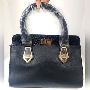 Bob Mackie Rodeo Drive Black Leather Purse Gold Hardware Bradford Exchanges 2014